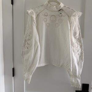 FARM RIO Romantic Blouse - off-white, Sz M